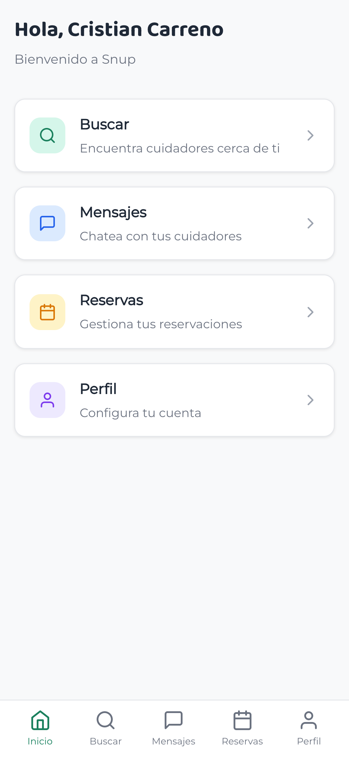 Snup App - Modo claro